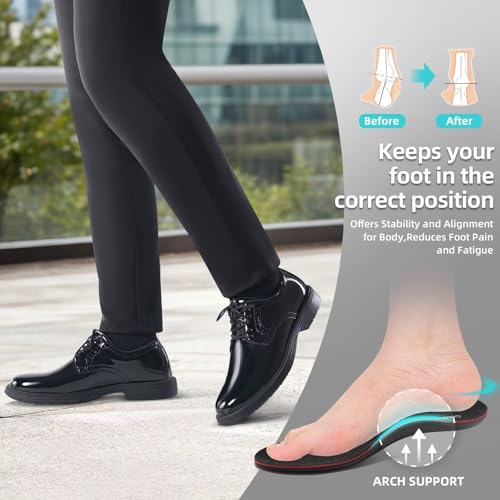 Men's Orthopedic Business Leather Dress Shoes: Arch Support Formal Wingtip Oxford, Plantar Fasciitis Cap Toe Comfort Oxfords, Orthotics Patent Tuxedo Sneakers for Foot and Heel Pain Relief4