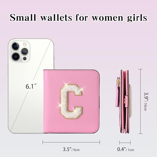 Image of RNIEGA Initial Wallet Women Small Teen Girl Gifts Trendy Stuff Girls Wallets Personalized Christmas Birthday Gift for Women Friends Daughter Granddaughter 6 7 8 9 10 11 12 13 Year Old Pink C