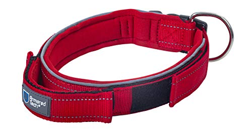 Armored Tech Dog Control Halsband mit integrierter Kurzleine (L - Halsumfang 45-53 cm, rot)