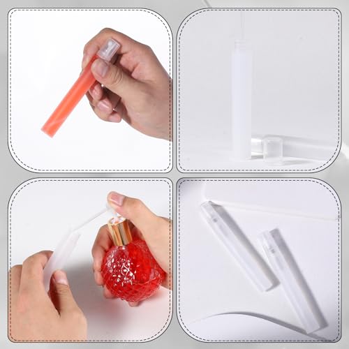 12 Pcs Travel Perfume Bottle Set with 6 Pcs 10ml Mini Spray Bottle, Transfer Pipettes and Pumps, Plastic Portable Travel Bottles Refillable Perfume Atomizer for Men & Women Party (Clear white)3