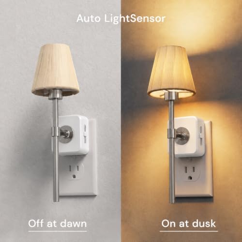 Image of L LOHAS LED Night Lights Plug into Wall, Pleated Fabric Cover Night Light | Vintage Nightlight With Dusk to Dawn Sensor, 0-100LM Dimmable, for Bedroom Living Room Hallway