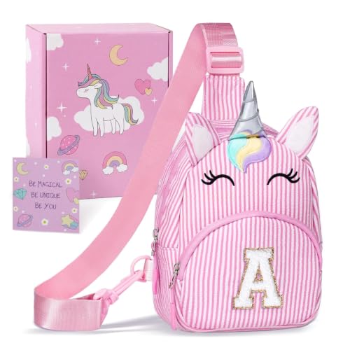 Image of COSHAYSOO Initial Fanny Pack Crossbody Belt Bag for Girls Personalized Purse Birthday Gifts, Light Pink, Small, A