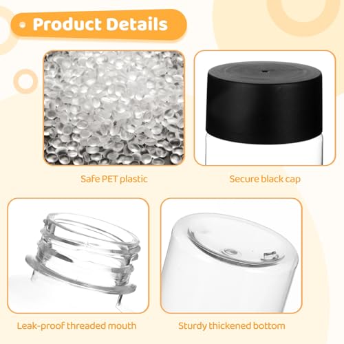 24 Pcs Sensory Bottles Empty - Clear Empty Sensory Bottles with Caps, Leak-proof Water Bottles, Reusable PET Plastic Liquid Containers for Milk, Beverage, 12 oz3