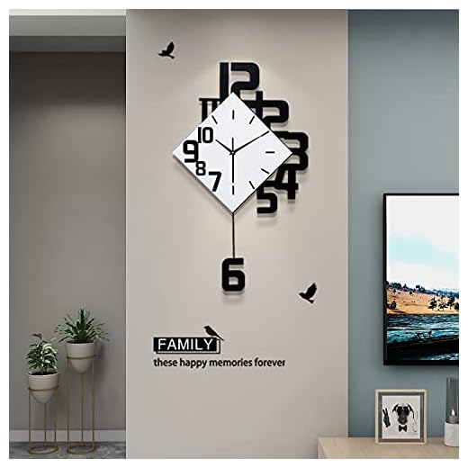 FLEBLE Large Wall Clocks for Living Room Decor Silent Pendulum Battery Operated Non-Ticking for Bedroom Kitchen Office Home 26" Decorative Clock Square White Wood Wall Decor for School Indoor
