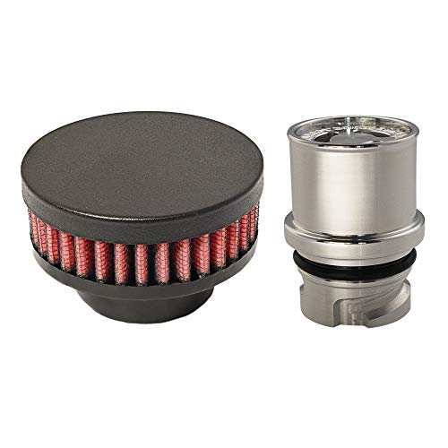 CFM Performance Baffled Billet Valve Cover Breather compatible with 2010-2017 Chevrolet Equinox & GMC Terrain 2.4L Ecotec (Textured Black)