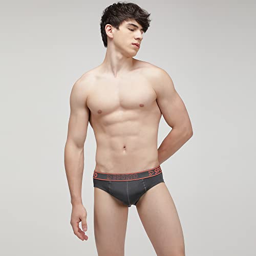 Image of sporto Men's Solid Cotton Brief with Soft Elastic Waistband (Pack of 3) Black