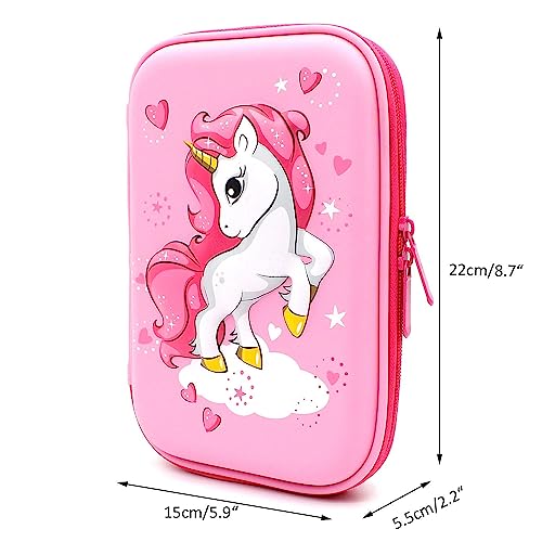 Image of 3D Unicorn Cover Large Capacity Pencil Case Compass with Compartments, School Supply Organizer for Students, Stationery Box, Cosmetic Zip Pouch Bag (1 Unit) (Hardtop Pencil Case)