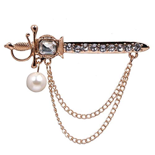 Adorn Golden Crystal Rhinestone Sword Chain Brooch for Men (B08257697V) Amazon Price History, Amazon Price Tracker