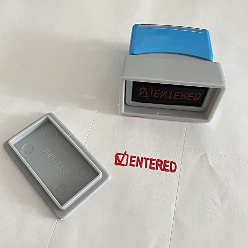 Wafjamf Entered Stamp–Message Stamp Pre-Inked Office Stamp Refillable Red Ink Preinstalled-Medium #TOP2