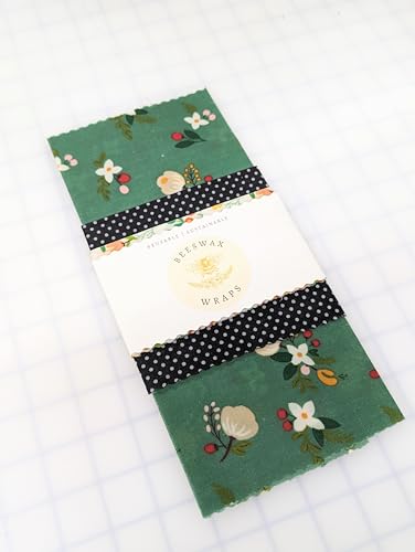 Beeswax Wraps, Set of 3, Sage Floral, Polkadot, & Spring Floral