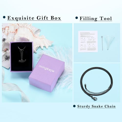 mingkejw Cremation Jewelry Hammer Urn Necklace for Ashes Stainless Steel Memorial Necklace Hammer Pendant Ash Holder Keepsake Jewelry With Filler Tool,Black-2