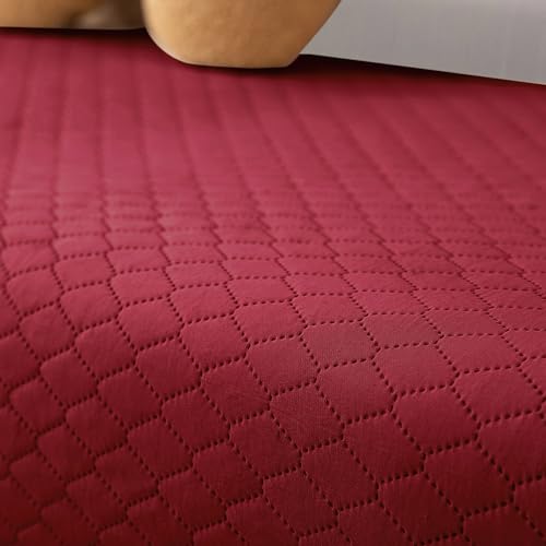 Image of HOKIPO Polyester Quilted Sofa Armrest Cover With Pockets, Maroon, Pack Of 2 (1 Pair) (In-787-Mrn*2)