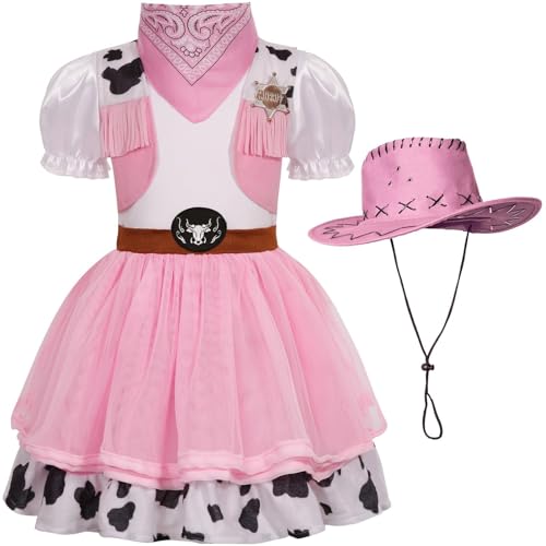 Disfraz de vaquera para niñas con sombrero talla 7-8 años miniatura 3
