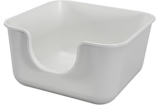 Open Bedpan with High Sides Deep Loo Splashproof Cage Cat Litter Trays Pet Litter Pans for Hamsters Small Animals Kitten, White