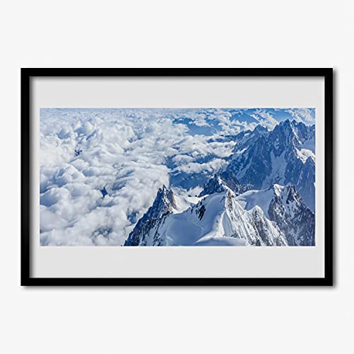 Paysage de montagnes en affiche avec cadre en MDF pour décoration salon