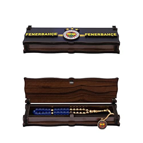 Gök-Türk Box Schatulle aus Holz Handgemacht & Tesbih Gebetskette 'Fenerbahce' für Fußballfans, ColorName:ohne Gravur
