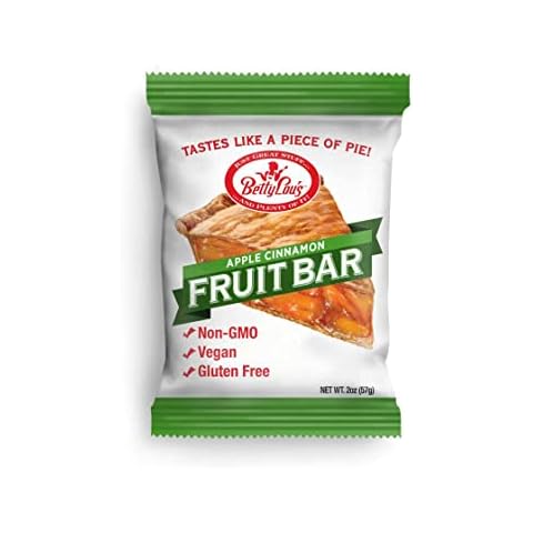 Betty Lou's Fruit Bars | Apple Cinnamon Pack of 12 | Gluten Free, Vegan, Non GMO | Deliciously Healthy Snacks Made with All Natural Fruit & Fruit Juice | Individually Wrapped, 2 oz. Each, 12 Bars Cover