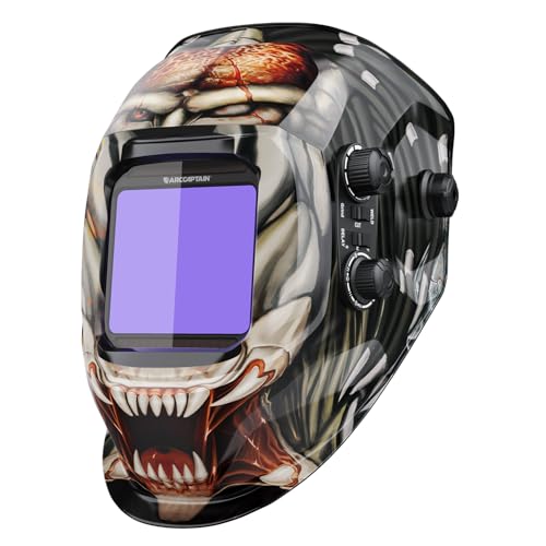 Image of ARCCAPTAIN Auto Darkening Welding Helmet, 3.94 inchX3.66 inch Large Viewing Screen True Color Welding Hood with 4 Arc Sensor Solar Powered, Wide Shade 4-5 /5-9 /9-13 Welding Mask (Hunter)