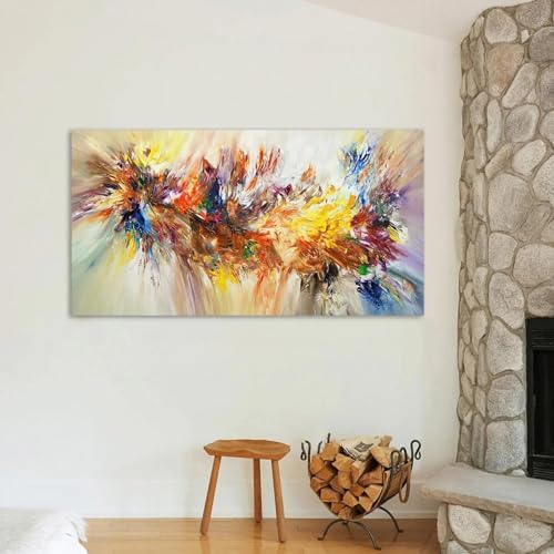 Peinture abstraite fleur pour salon : affiche colorée grand format