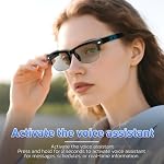 padom Smart Glasses, Open-Ear Sound Mic & Speakers, Smart Audio Polarized Sunglasses with Photochromic Lenses, IPX4 Waterproof, Voice Assistant, Unisex Bluetooth Glasses for Travel, Working & Driving