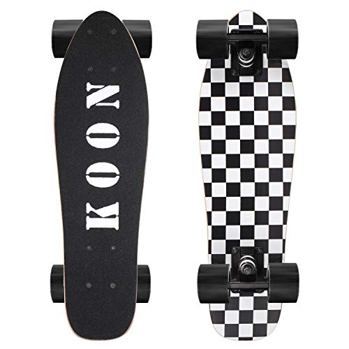 KO-ON Skateboard Complete Skateboards 27 Inch Mini Cruiser Skateboards for Beginners Kids Boys and Girls (Check)