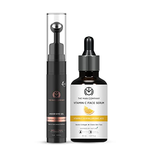Image of The Man Company Face Care Combo Pack with Vitamin C Face Serum and Under Eye Gel | Infused with Hyaluronic Acid, Vitamin C and Coffee - Set of 2