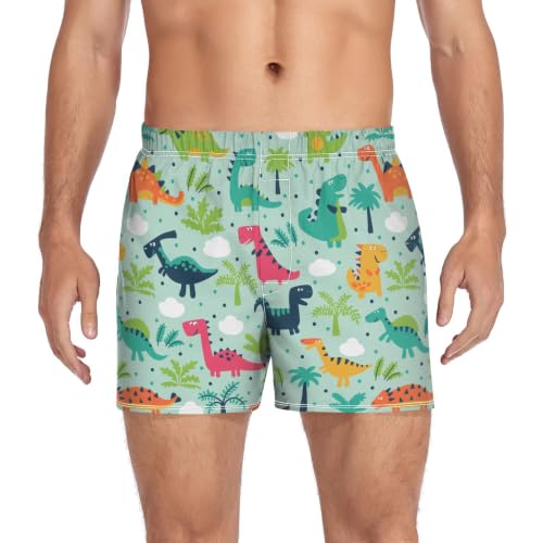Image of Men's Boxer Shorts Cotton Loose Underwear with Button Fly