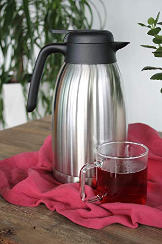 Foto von TRINKBASIS Isolierkanne 2 L – Thermoskanne aus doppelwandigem Edelstahl für bis zu 13 Tassen Kaffee oder Tee