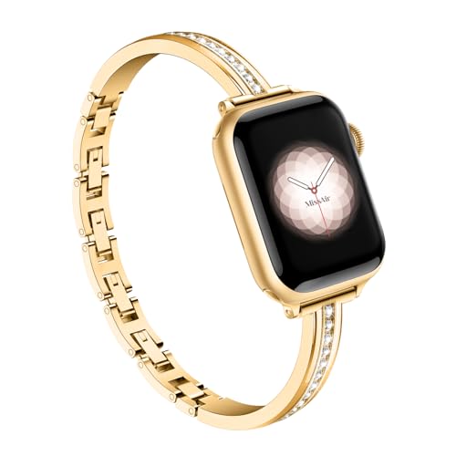 Missair Bands Compatible with Apple Watch Band 38mm 40mm 41mm 42mm 44mm 45mm 46mm 49mm for Women Slim Metal Dressy Jewelry Bracelet with Bling Diamond for iWatch Series 11 10 9 8 7 6 5 4 3 SE Ultra