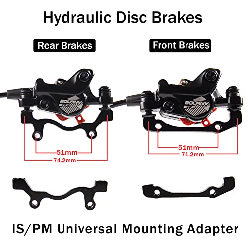 Bolany Disc Brake Sets Oil Hydraulic Mtb Bike Aluminum Alloy Right Front 800Mm Left Rear 1400Mm Brake Levers With Is/Pm Adapter Fit Mtb Fat Bike E-Bike #TOP1