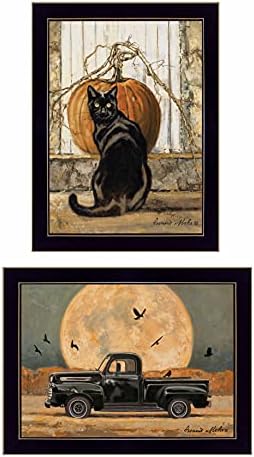 Harvest Moon with A Black Cat & Truck by Bonnie Mohr, Ready to Hang ...