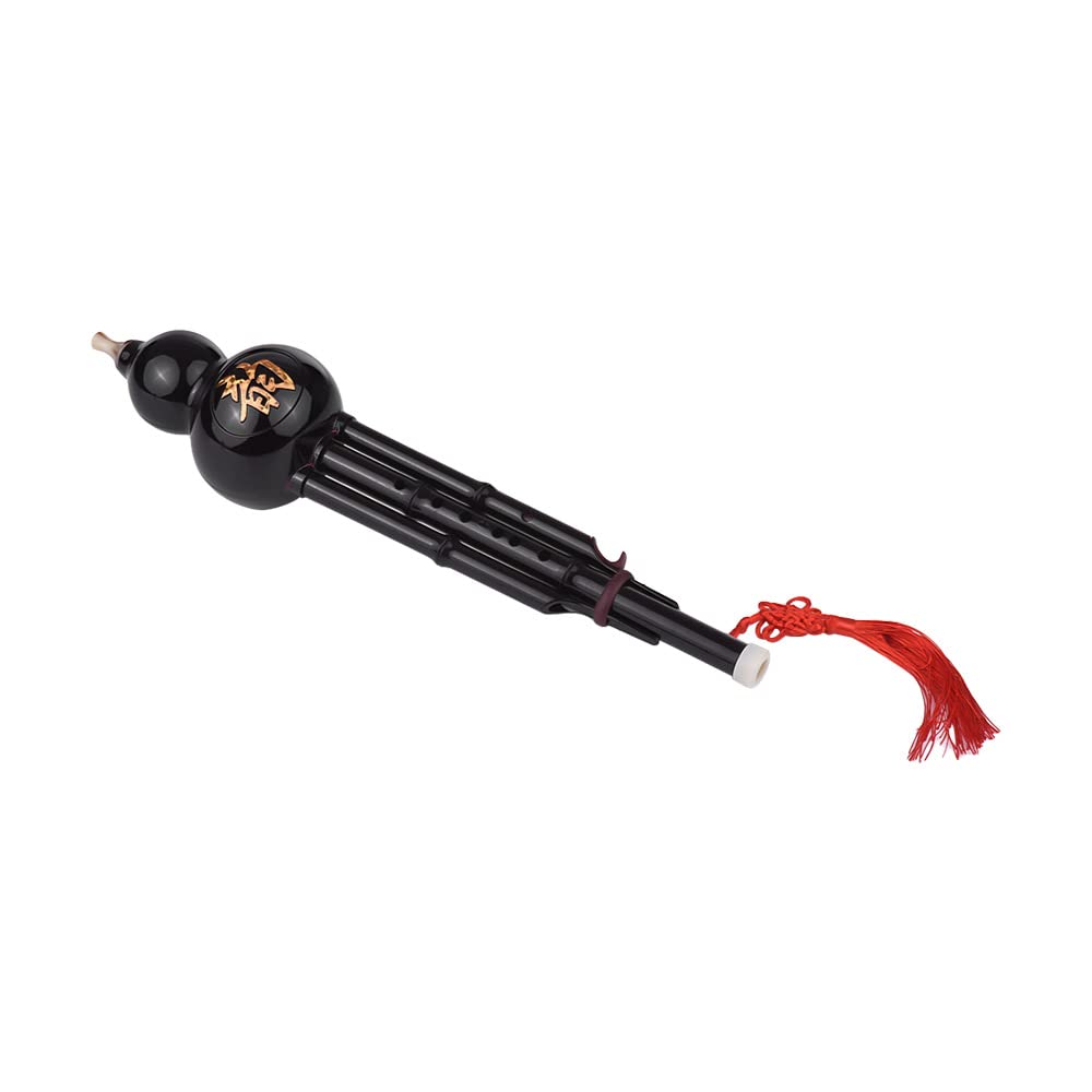 Karlak Hulusi chino, instrumento tradicional chino Hulusi, flauta de cucurbitácea, botella de calabaza de seda, material de resina con nudo chino con funda de transporte para principiantes, regalo