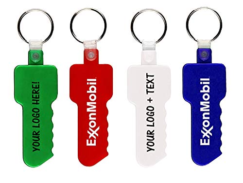 100 Personalized Key Shape Plastic Keychain Printed with Your Logo or Message
