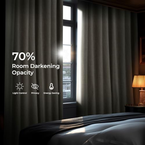 Image of HPD Half Price Drapes Grommet Linen Curtains 84 Inches Long Room Darkening Curtains for Bedroom & Living Room (1 Panel), 50W x 84L, Oatmeal