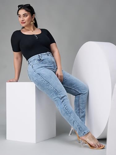 Image of Miss Chase A+ Women's Bootcut High Rise Regular Length Stretchable Denim Jeans