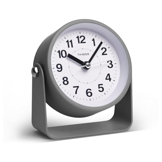 Analog Alarm Clock, Silent Non-Ticking Quartz Movement, Battery-Operated with Snooze & On-Demand Light, Easy to Set Gentle Wake Bedside Desk Clock, Ideal for Home, Travel, Office (Gray)