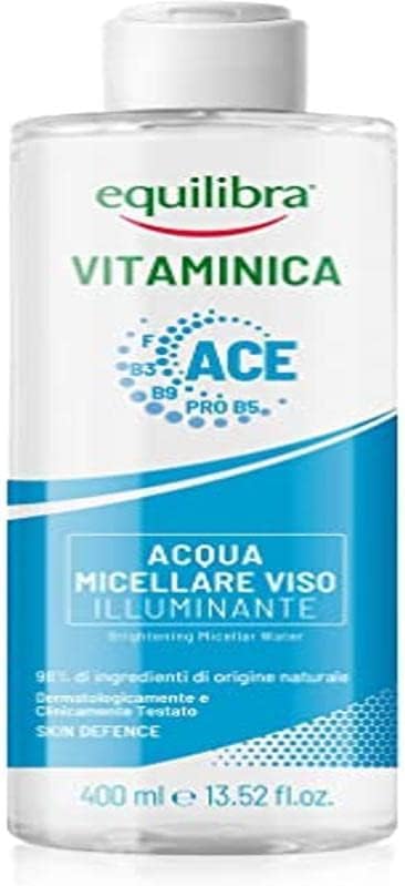 Equilibra Verhelderend gezicht, micellair water met multivitaminecomplex, alfa-hydroxyzuren en panthenol, geeft de huid frisheid en helderheid, 400 ml