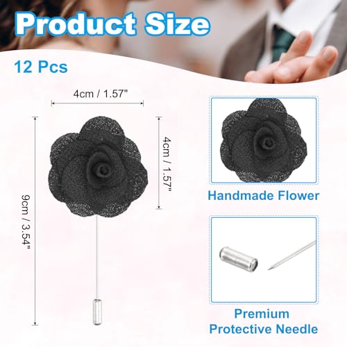 Image of PATIKIL Flower Boutonnieres Pin, Handmade Camellia Lapel Pin for Men Women Suit Wedding Graduation Anniversary Brooch Outfit Accessories