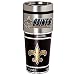 Great American Products NFL New Orleans Saints Metallic Travel Tumbler, Stainless Steel and Black Vinyl, 16-Ounce