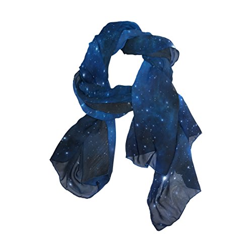MRMIAN womens Universe Galaxy Space Starry Night Sky Long Silk Chiffon Wrap Stole Scarf, Blue, Medium2