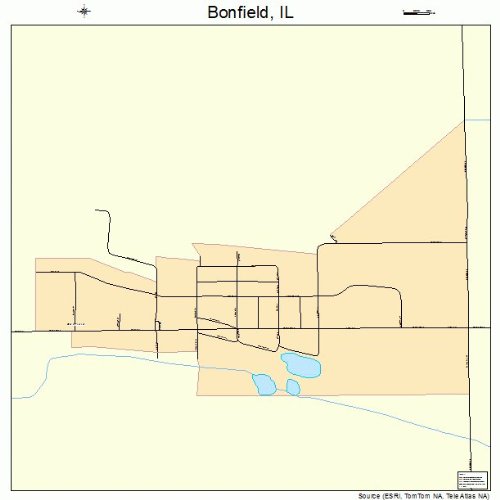 Large Street & Road Map of Bonfield, Illinois IL Printed poster size wall atlas of your home