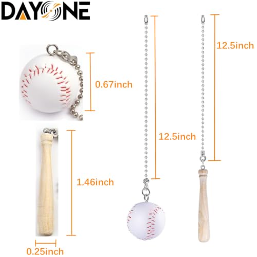 Image of Baseball Ceiling Fan Pull Chain Decorative Extension Light Pull Chain Set,Sport Theme Fan String Charm Decorative Extension,Fan Light Chains Ornaments,Baseball Pendant for Ceiling Fans Lights Lamp