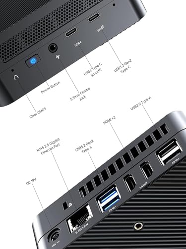 MINIS FORUM UM773 Lite Mini-PC, AMD Ryzen 7 7735HS (bis zu 4,75 GHz), AMD Radeon Grafik, 2 × HDMI, 1 × USB 4.0, 1 × USB-C, 4 × USB 3.2, Wi-Fi 6 & Bluetooth 5.2, ohne RAM oder SSD – Ansicht 8