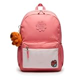 Mochila Divertida Capivara Juvenil Escolar Costas, Rosa