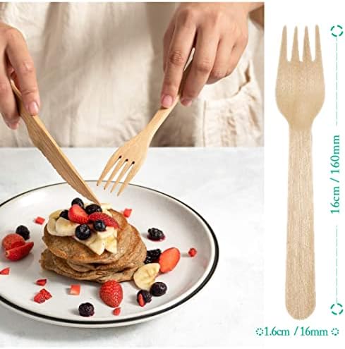 WoodGrid 150pcs Disposable Cutlery Set - 6.29 inches 50x Wooden Spoons, 50x Wooden Forks & 50x Wooden Knives Reusable, & Biodegradable Travel Cutlery Set for Kids, Parties, Camping, Weddings & Picnic