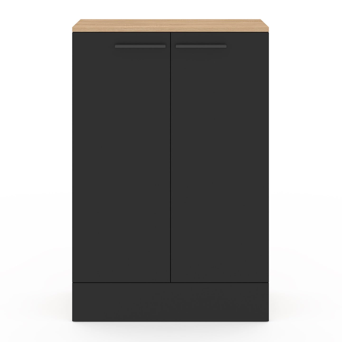 IDMarket - Niedriges Küchenbuffet Alto H.90 cm mit Ablagen in Schwarz und Holz