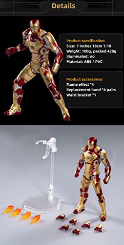 Ovonni Ironman Mk42 Action Figure,Exquisite Painting All Joints Movable 7 Inch Collectible Toy #TOP5