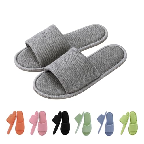 Yoerpe Women's Open Toe House Slippers Breathable Waffle Fabric Memory Foam