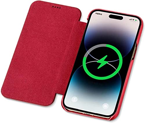 Funda tipo libro para iPhone 14 ZEDEVB de piel marrón 6.1 pulgadas 6