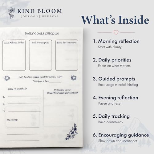 Image of 60-Day Guided Journal - Undated Wellness & Gratitude Planner - Daily Reflection Prompts, Habit Tracker, Mood Tracker - A5 Hardcover, 130 GSM Paper - A Thoughtful Gift for Mindful Living (Blue)